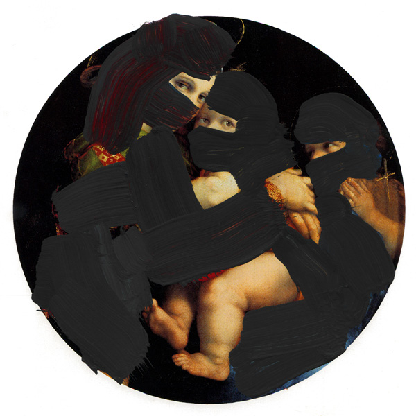 Raphael-Deleted-1---paint-on-found-print---2010---diameter-5,5---002